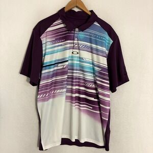 Oakley Polo Shirt Fits Mens XXL Performance Geometric Golf TPC Sawgrass Preppy